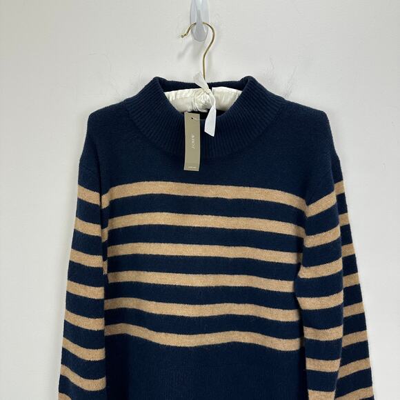 J.Crew Chunky Crewneck Sweater Supersoft Yarn Cropped Oversized Navy XS NWT - Picture 5 of 12